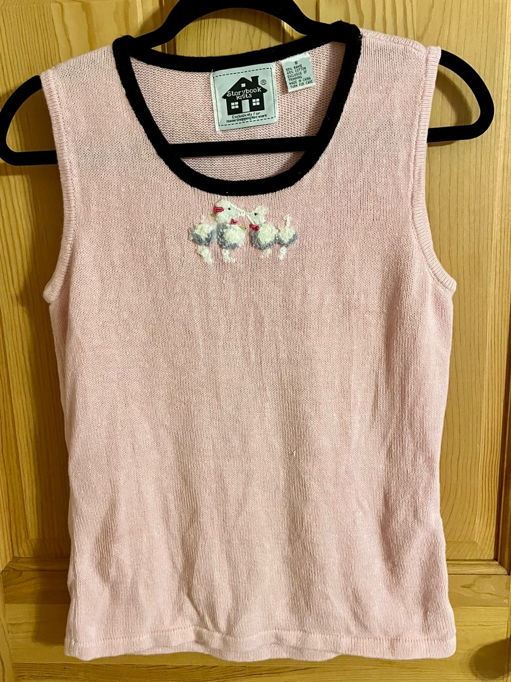 Vintage Storybook Knits Pink Poodle Sweater Vest Tank Top Size Small Whimsical